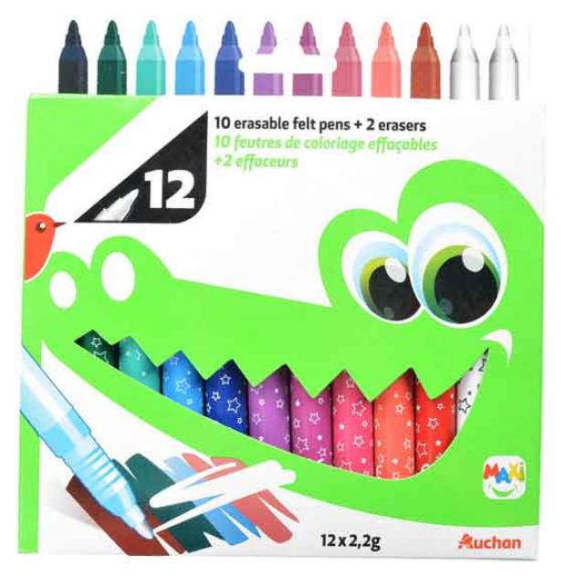 Фломастеры стираемые АШАН 12 шт 220₽