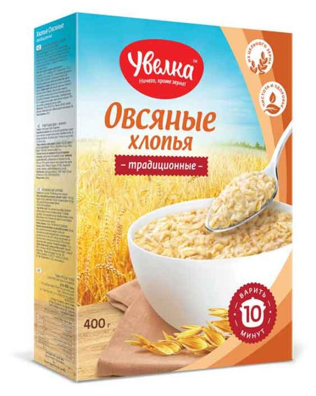 Хлопья овсяные Увелка традиционные 400 г 51₽