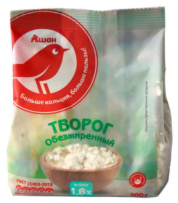 Творог АШАН обезжиренный 300 г 75₽