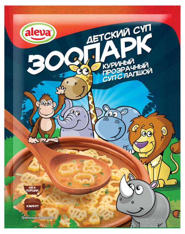 

Суп куриный Aleva Зоопарк детский с лапшой, 60 г