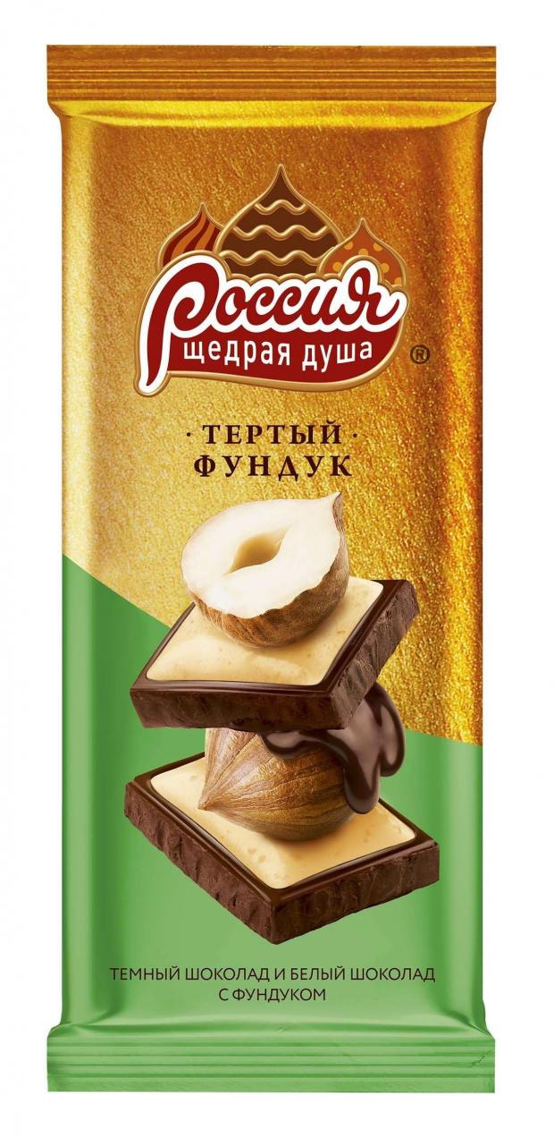 

Шоколад «Россия-Щедрая душа!» темный и белый с фундуком, 85 г