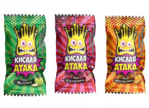 

Конфета жевательная «Сладкая Сказка» Кислая Атака с кислым центром, 4 г