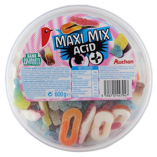 

Набор жевательных конфет АШАН Maxi Mix Acid Кислый микс, 600 г