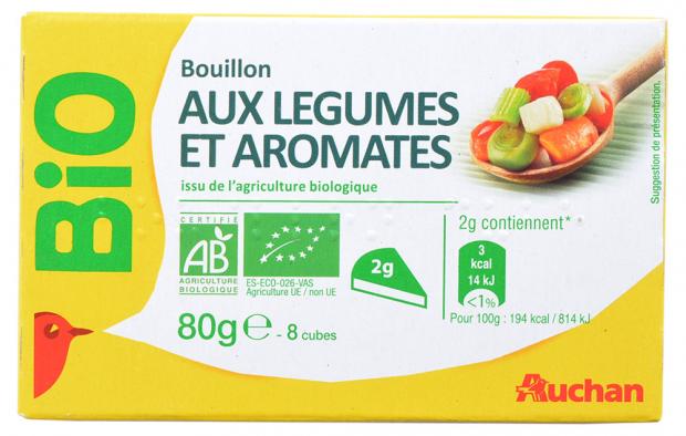 

Кубики бульонные Auchan с овощами и зеленью БИО, 80 г