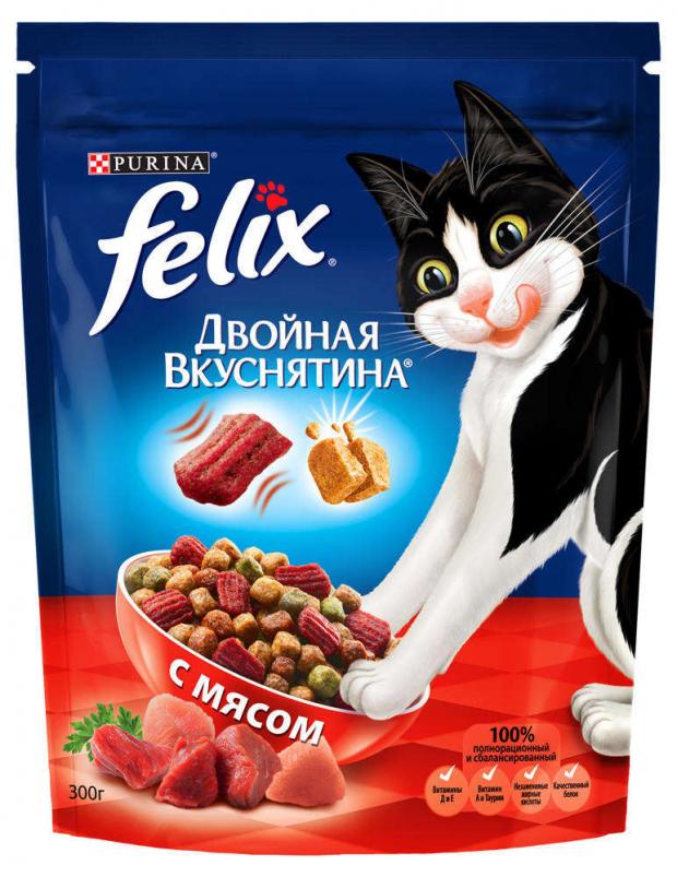 Сухой корм для кошек Felix Двойная вкуснятина с мясом 300 г 100₽