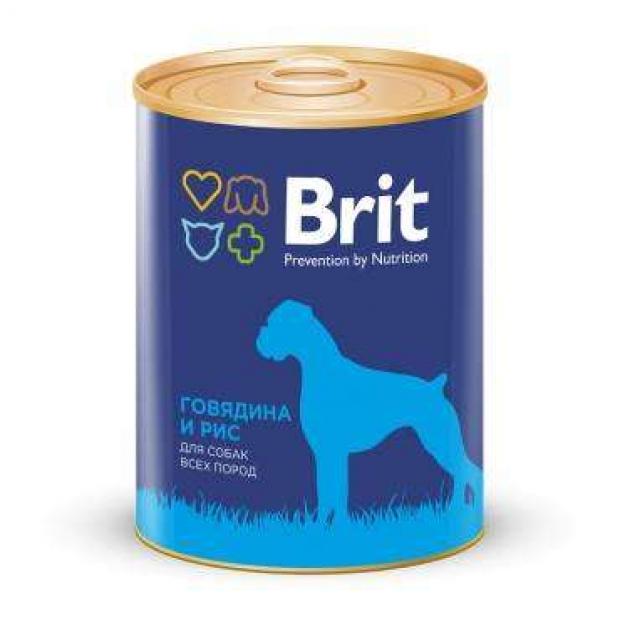 

Консервированный корм для собак Brit говядина с рисом, 850 г