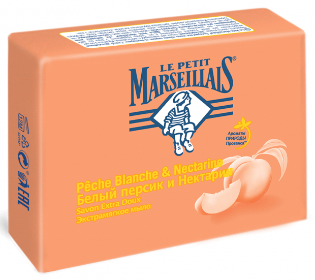 

Мыло туалетное Le Petit Marseiliais Белый персик и нектарин экстрамягкое, 90 г
