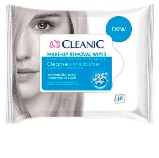 

Влажные салфетки для снятия макияжа Cleanic Cleanse&Moisturise, 10 шт