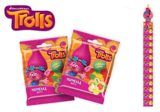 

Мармелад жевательный Trolls Фруктовое ассорти, 25 г