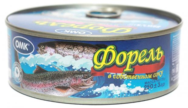 

Форель «ОМК» в собстенном соку, 250 г