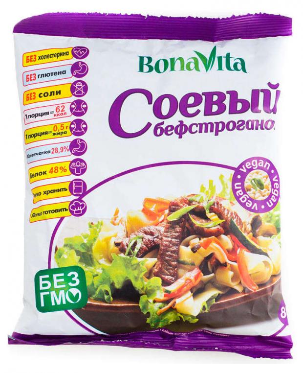 

Соевое мясо Bona Vita вкус бефстроганов, 80 г