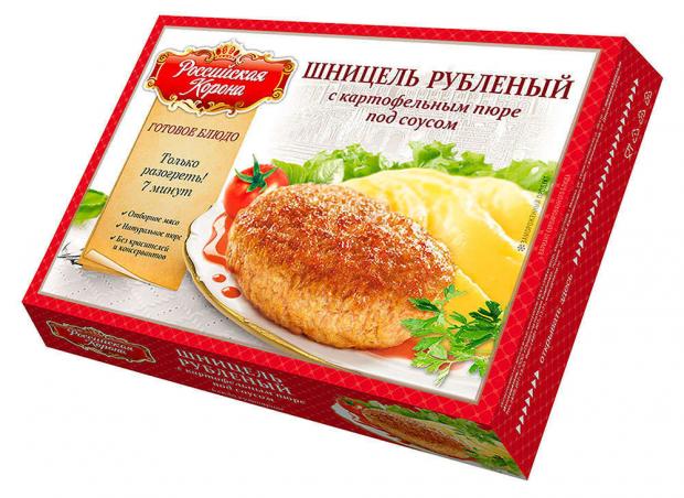 Шницель рубленный с картофельным пюре Российская Корона под соусом Неаполетана 300 г 130₽