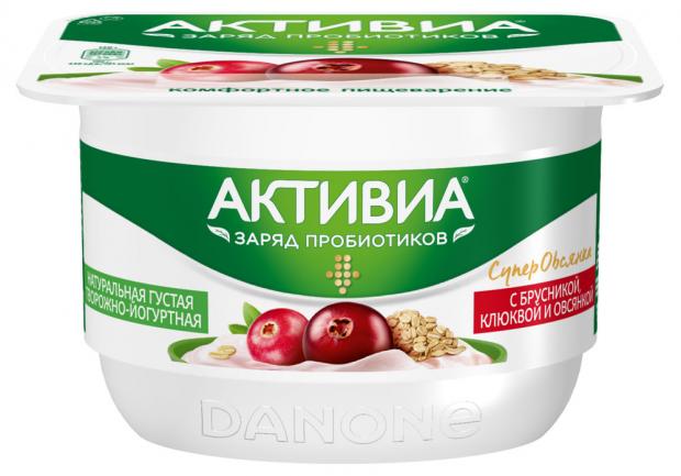 

Творожок «Активиа» с брусникой клюквой и овсянкой, 130 г