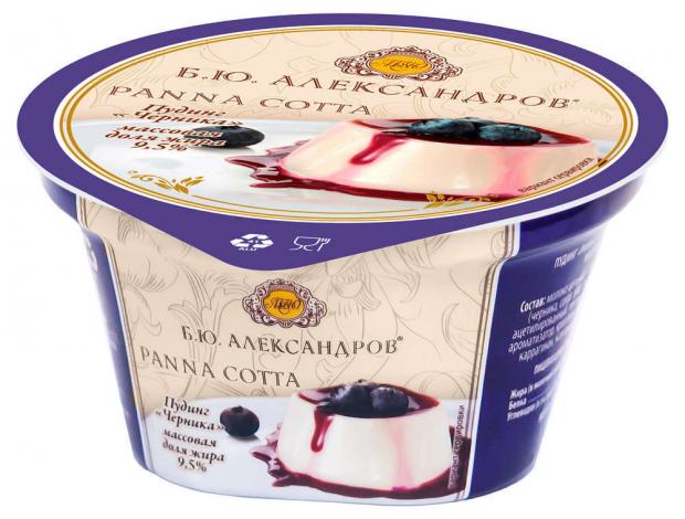

Пудинг «Б.Ю. Александров» Panna Cotta черника 9,5%, 160 г