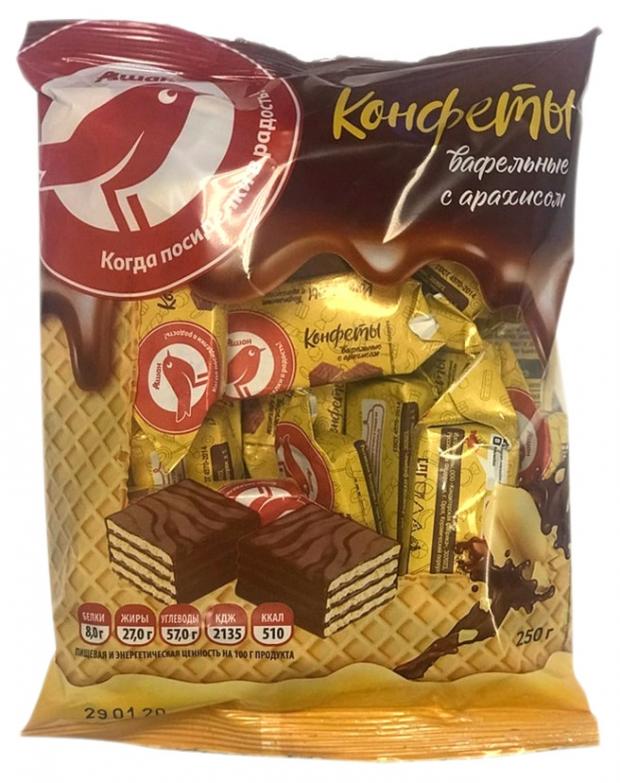 Конфеты АШАН вафельные с арахисом 250 г 110₽