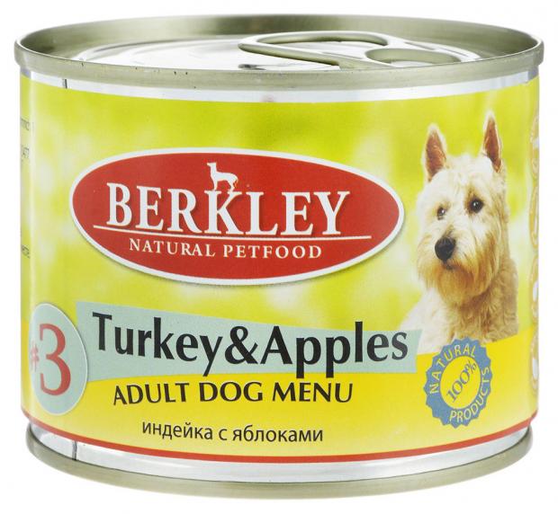 

Консервированный корм для собак Berkley индейка с яблоками, 200 г
