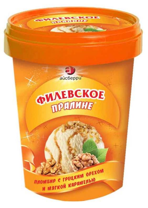 Мороженое «Филевское» пломбир с грецким орехом и мягкой соленой карамелью, 550 г