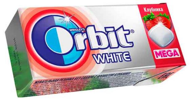 Резинка жевательная Orbit Mega White клубника, 16 г