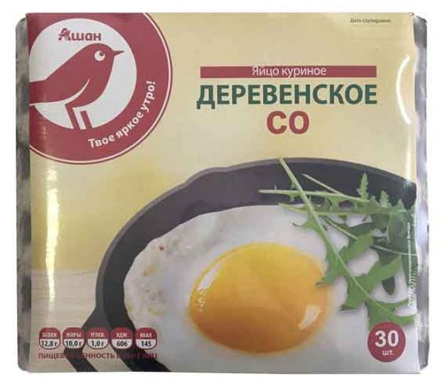 Яйца куриные АШАН деревенское С0 30 шт 250₽