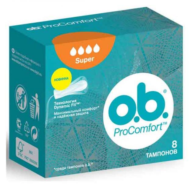 Тампоны гигиенические Ob ProComfort Super 8 шт 134₽