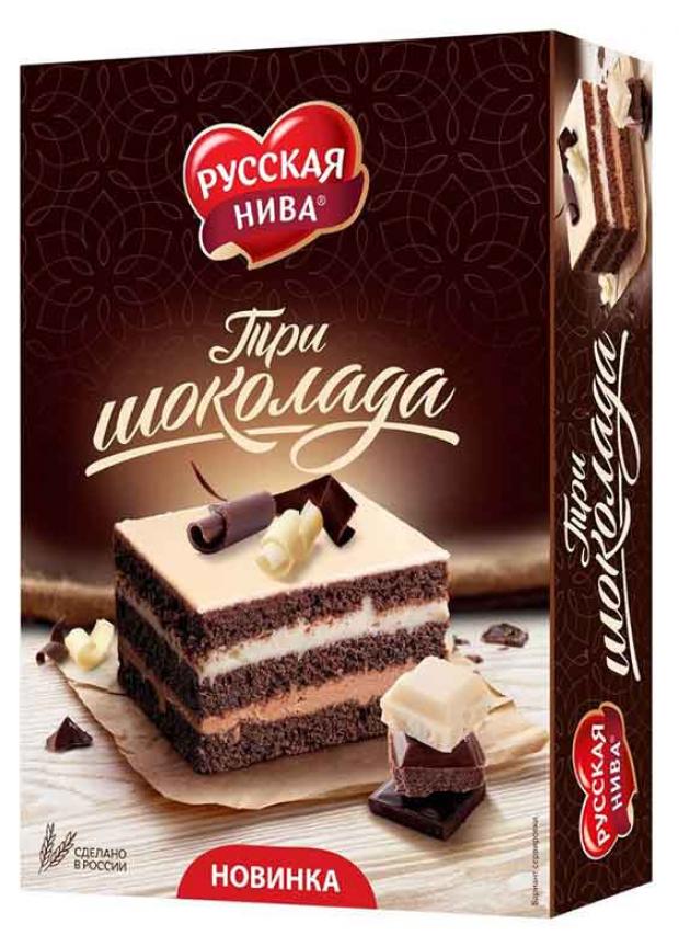 Торт Русская Нива Три шоколада бисквитный 400 г 183₽