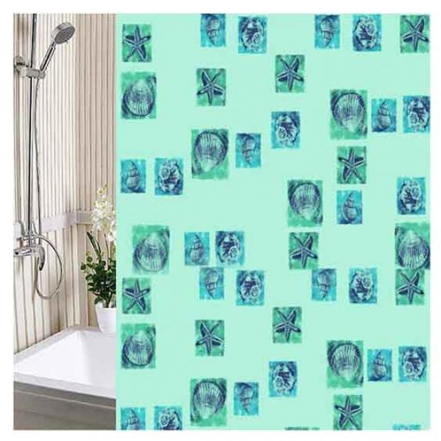 Штора для ванной Vilina Ракушки зеленая 180х180 см 87₽