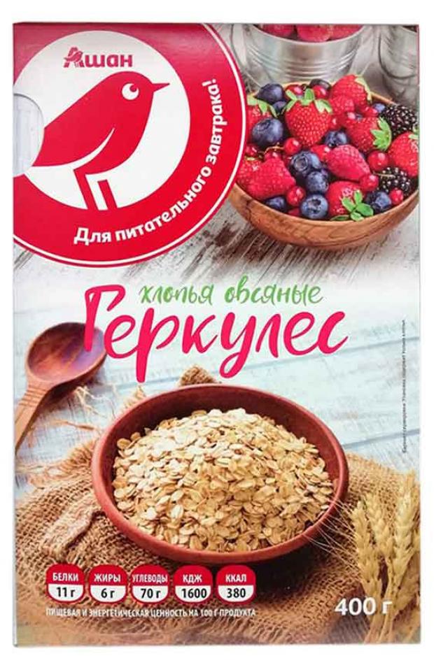 Хлопья овсяные АШАН Геркулес 400 г 36₽
