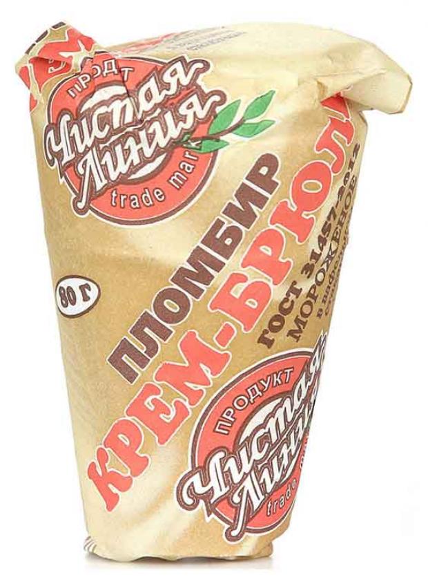 Мороженое Чистая Линия пломбир крем-брюле 80 г 85₽