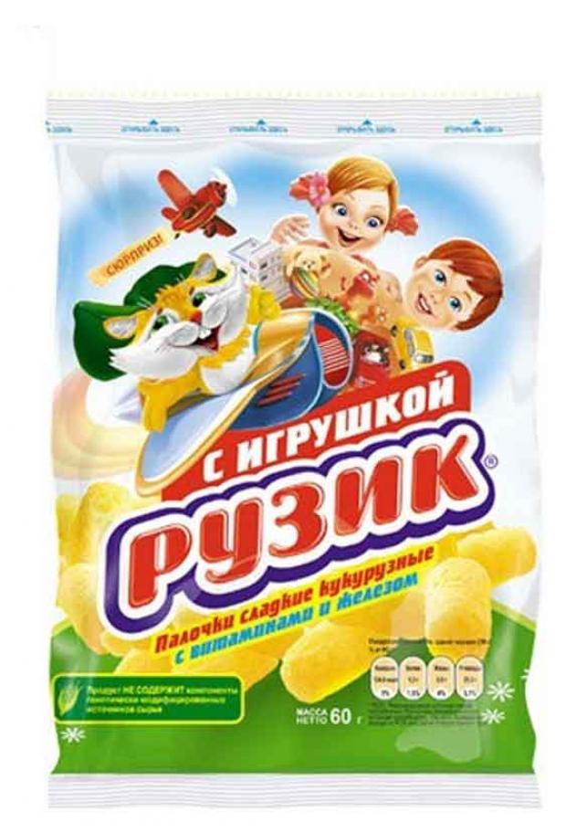 Палочки кукурузные «Рузик» сладкие с игрушкой, 60 г