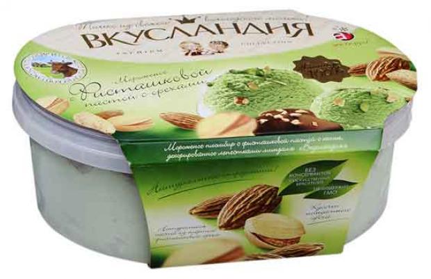 Мороженое пломбир «Айсберри» Вкусландия с Фисташковой пастой и кешью, 450 г