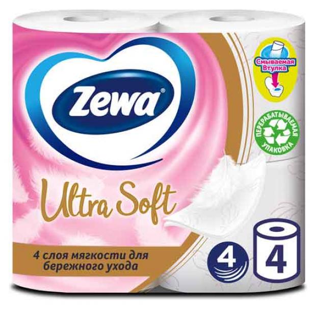 Туалетная бумага Zewa Ultra Soft 4 слоя 4 рулона 128₽