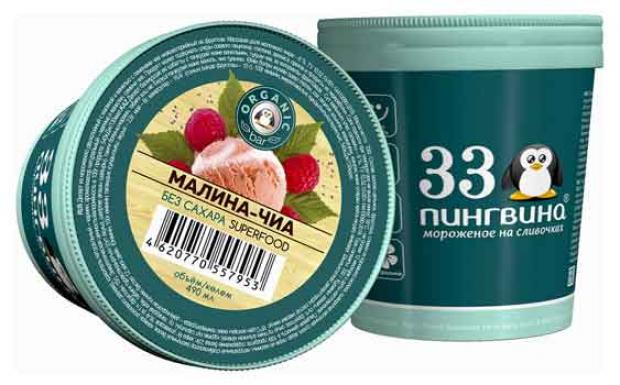 

Мороженое «33 Пингвина» десерт с малиной и семенами чиа, 330 г