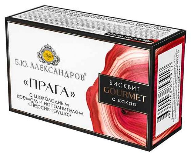 

Бисквит с какао «Б.Ю. Александров» Прага с шоколадным кремом и наполнителем персик-груша, 90 г