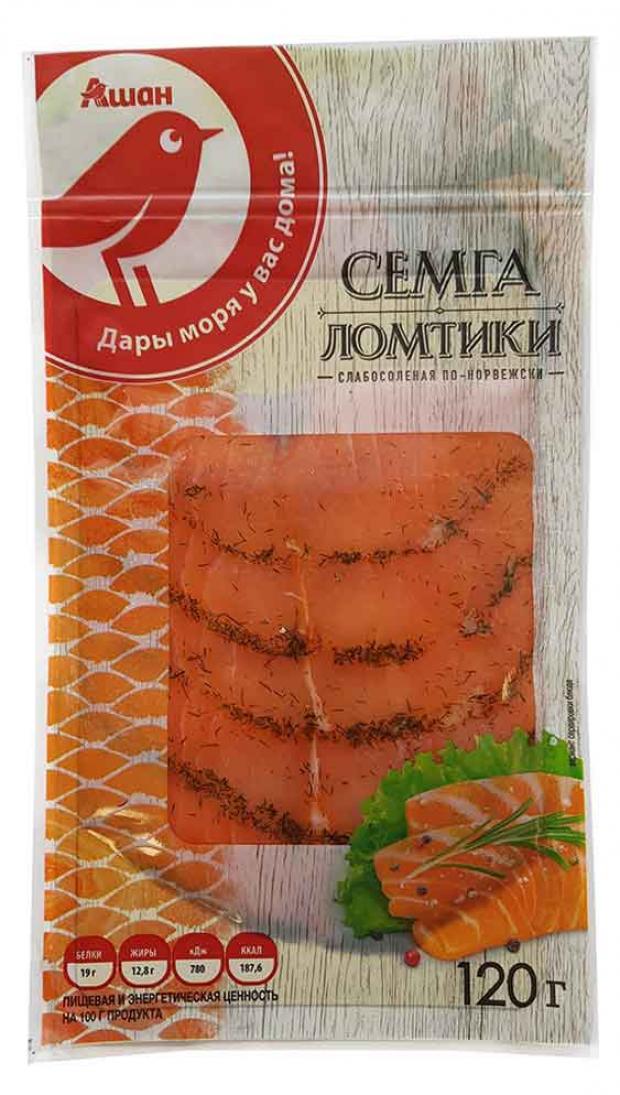 

Семга слабосоленая АШАН нарезка, 150 г - по-норвежски 120г