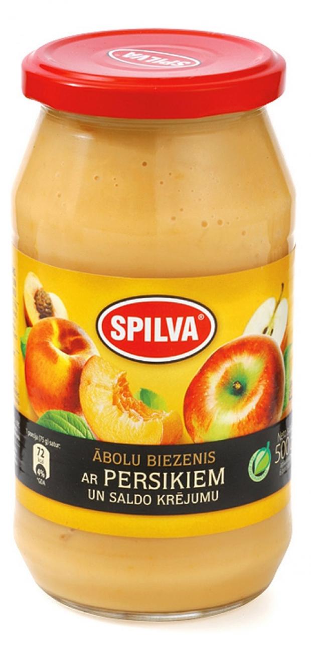 

Пюре яблочное Spilva с персиком и сливками, 500 г
