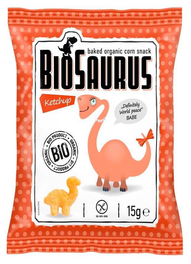 Снеки Biosaurus кукурузные органические с кетчупом БИО, 15 г