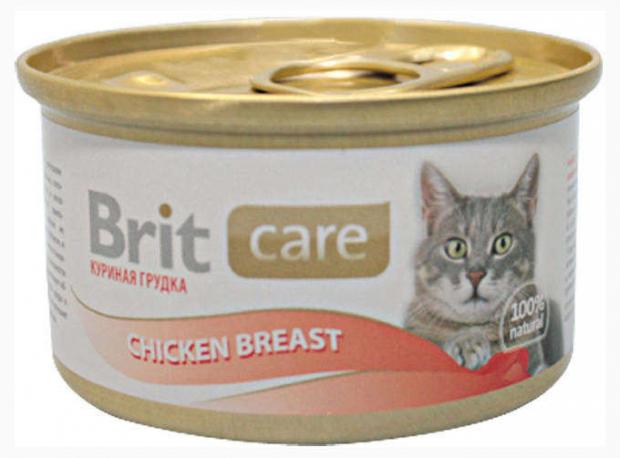 

Консервированный корм для кошек Brit Care куриная грудка и сыр, 80 г