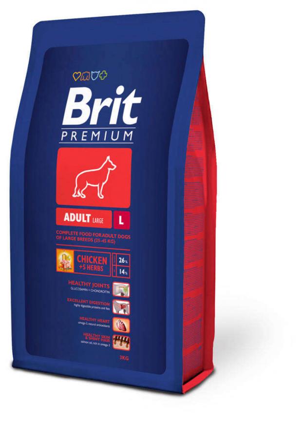 Сухой корм для собак Brit Premium Adult L курица 3 кг 775₽