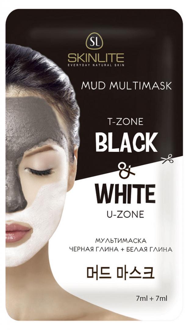 

Маска для лица Skinlite черная глина+белая глина, 2 шт*7 мл