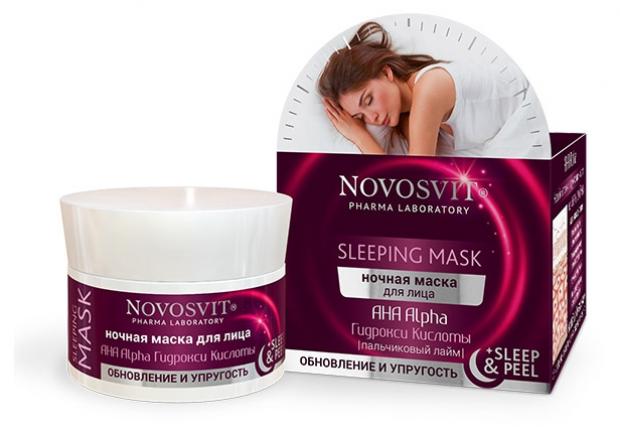 

Маска для лица ночная Novosvit Sleeping mask АНА кислоты обновление и упругость, 50 мл