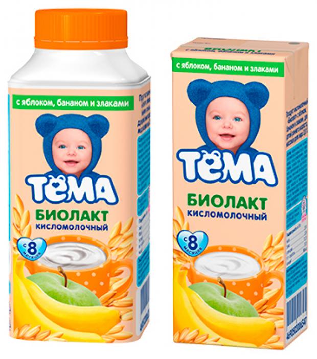 

Напиток кисломолочный «Тема» Биолакт Яблоко Банан Злаки с 8 месяцев, 206 г