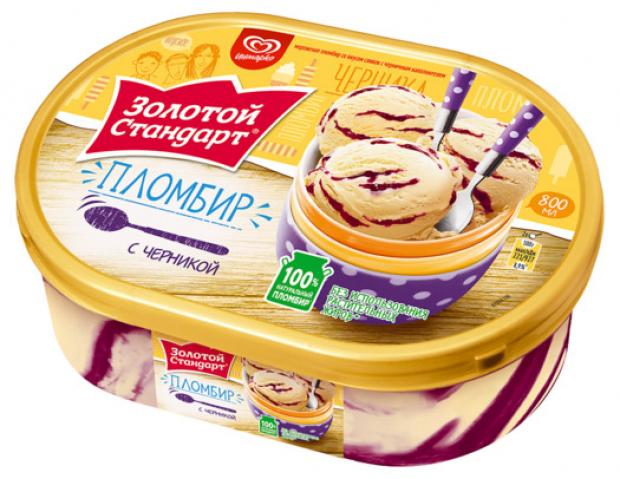 Мороженое пломбир Золотой Стандарт Черника 475 г 247₽