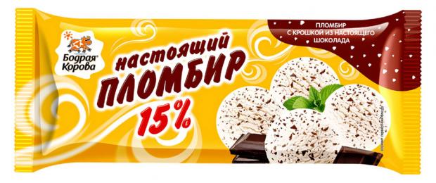 

Мороженое «Бодрая корова» пломбир с шоколадной крошкой, 400 г