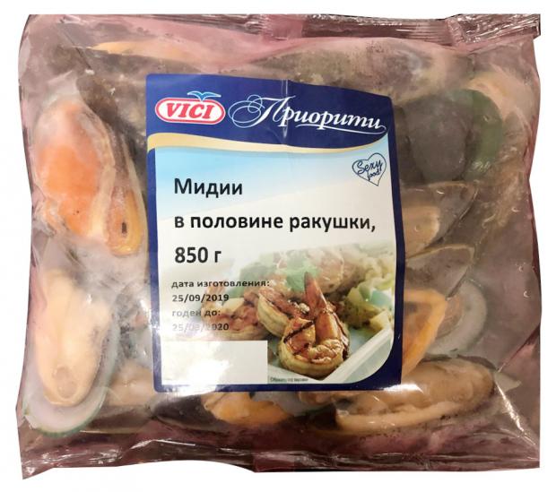 

Мидии в половине ракушки VICI замороженные, 850 г