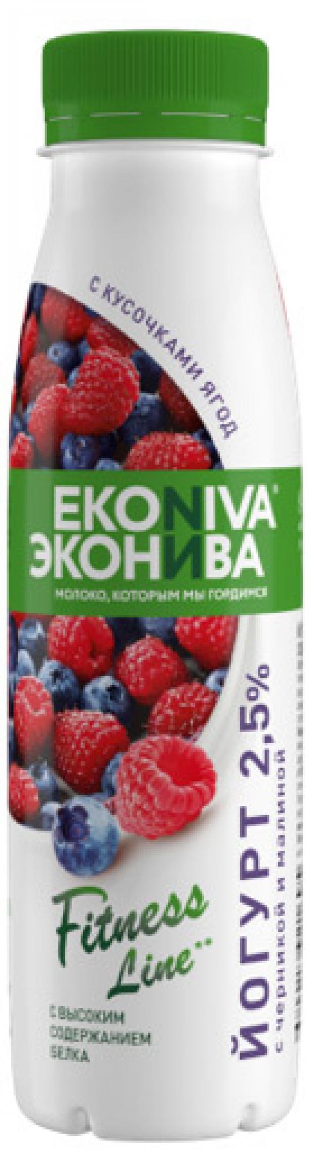 Йогурт питьевой EkoNiva Fitness Line черника малина 25 300 г 48₽