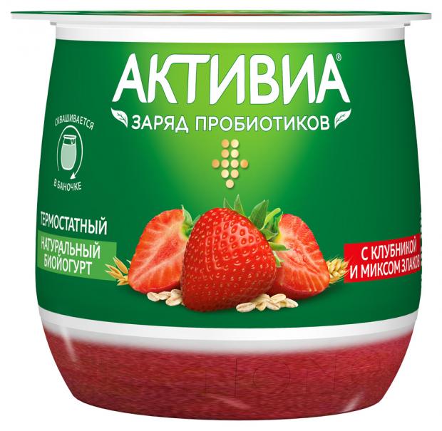 

Йогурт «Активиа» термостатный клубника злаки микс 2.7%, 170 г