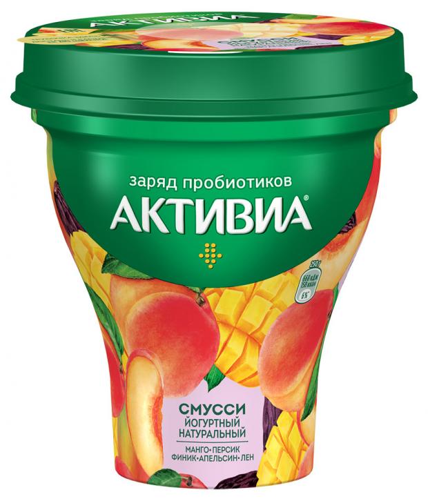 

Смусси «Активиа» манго персик финик апельсин лен 1%, 250 г