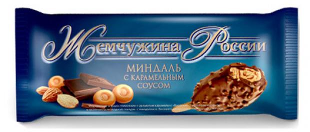 Мороженое Жемчужина России эскимо с миндалем в шоколадной глазури 80 г 65₽