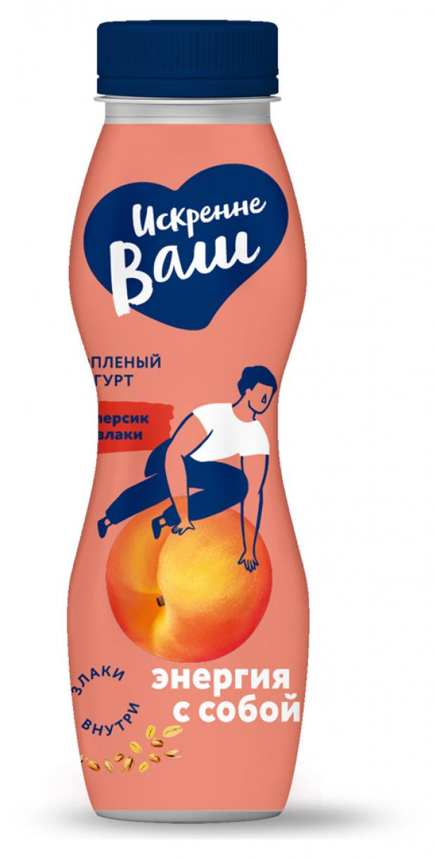 Йогурт питьевой Искренне Ваш из топленого молока персик злаки 35 280 г 66₽