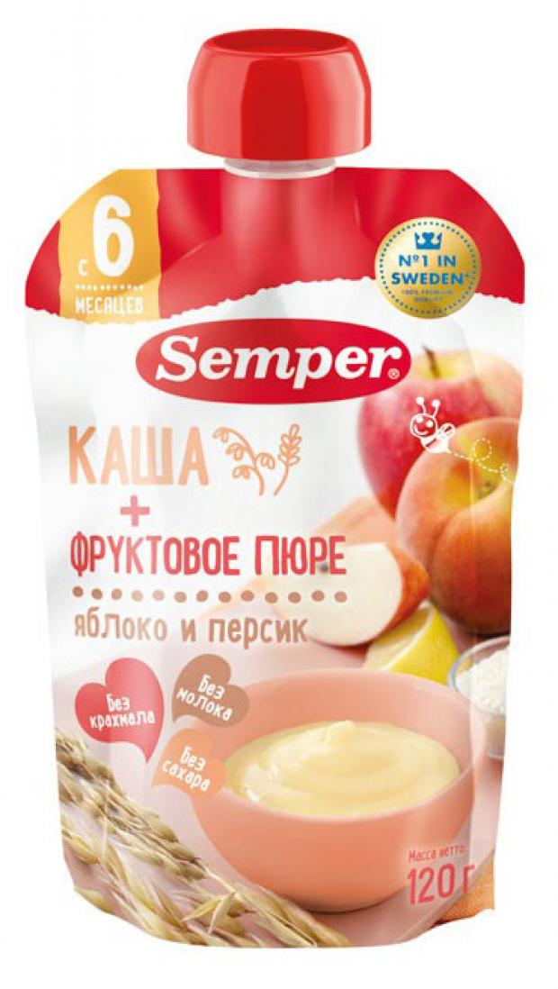 

Пюре Semper яблочно-персиковое с кашей с 6 мес, 120 г